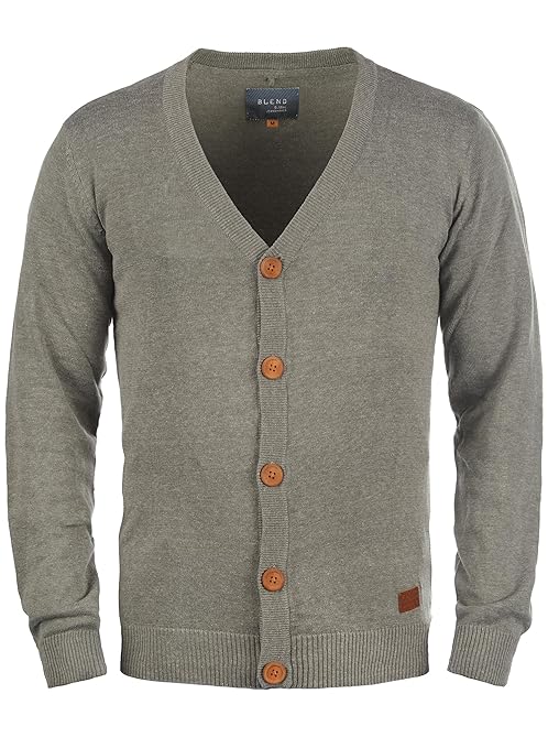 Blend Lennard Herren Strickjacke Cardigan Feinstrick Mit V-Ausschnitt Und Knopfleiste