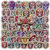 BIGZORO Pack 50 PCS Skull Stickers Halloween Sticker Decals Waterproof for Wall Laptop Bike Car Bumper Helmet Water Bottle