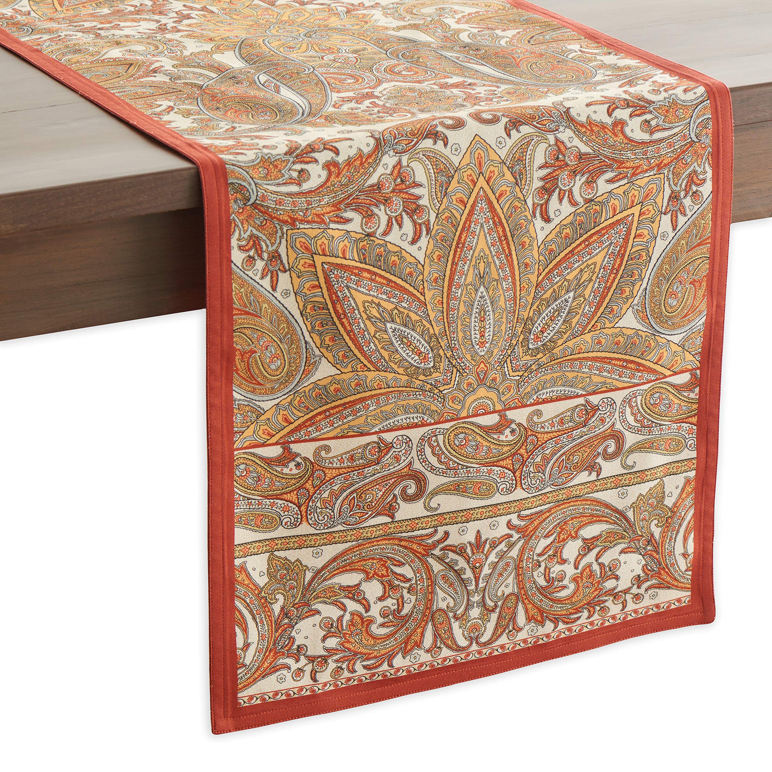 Maison d' Hermine Table runner 100% Cotton Single Layer Table Runners 180 CM long for Christmas Decorations Home Kitchen Dining Party Wedding Bridal Shower (Kashmir Paisley, 37 cm x 180 cm)