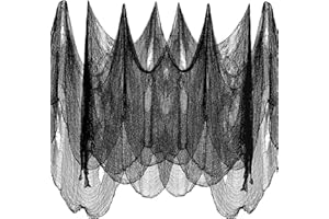 ERWEICET Halloween Creepy Cloth Black 2pcs, 80"x200", Halloween Party Decorations Clearance Spooky Halloween Outdoor Indoor Decorations Halloween Wall Decor Scary Gauze Cloth for Haunted House Patio Garden