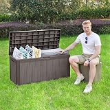 YITAHOME 380L Large Waterproof Resin Garden Storage Box Deck Box Outdoor Dark view 6
