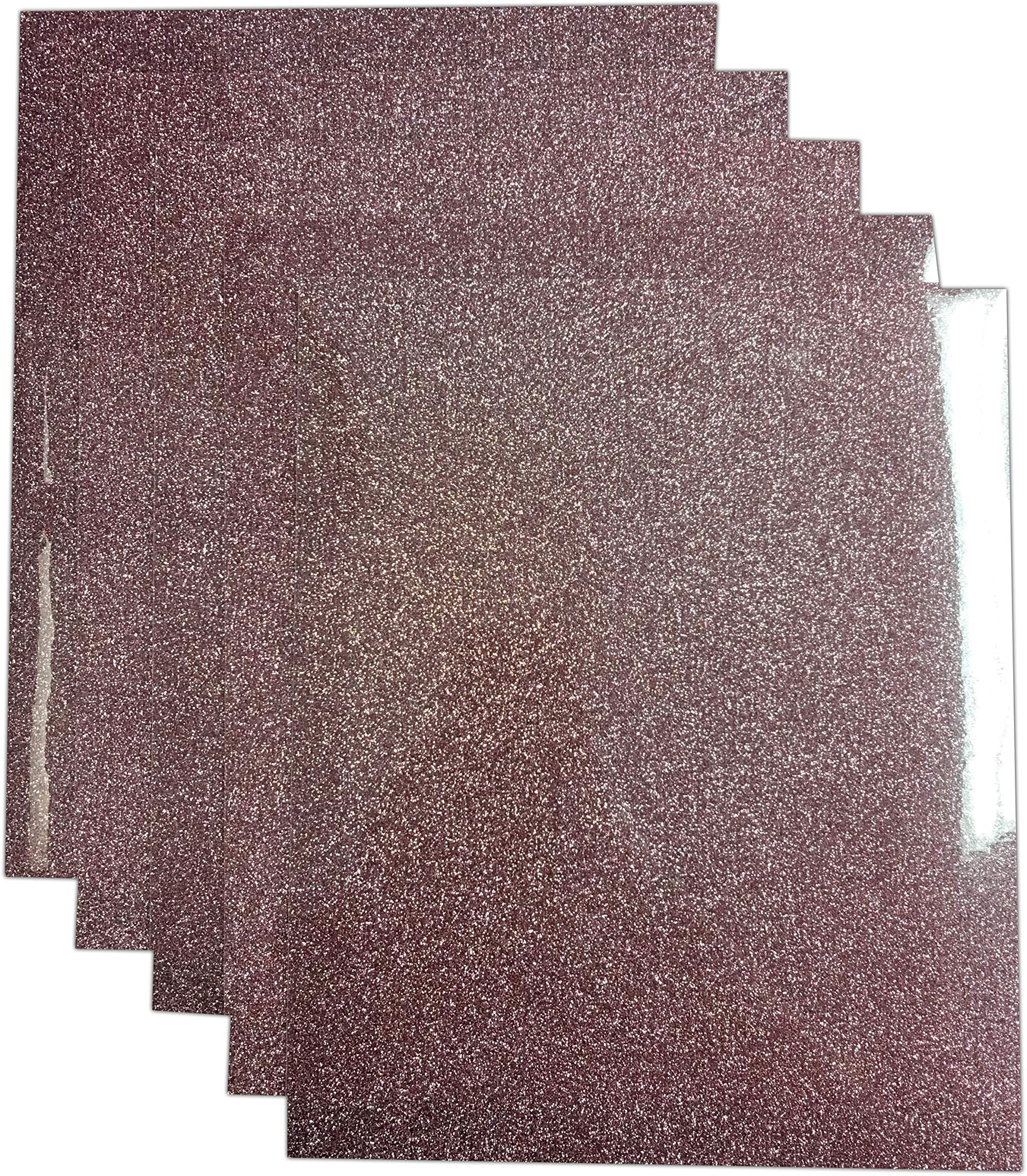 Five (5) 10"x12" Sheets of Siser Glitter Iron-on Heat Transfer Vinyl Sheets (Rose Gold)
