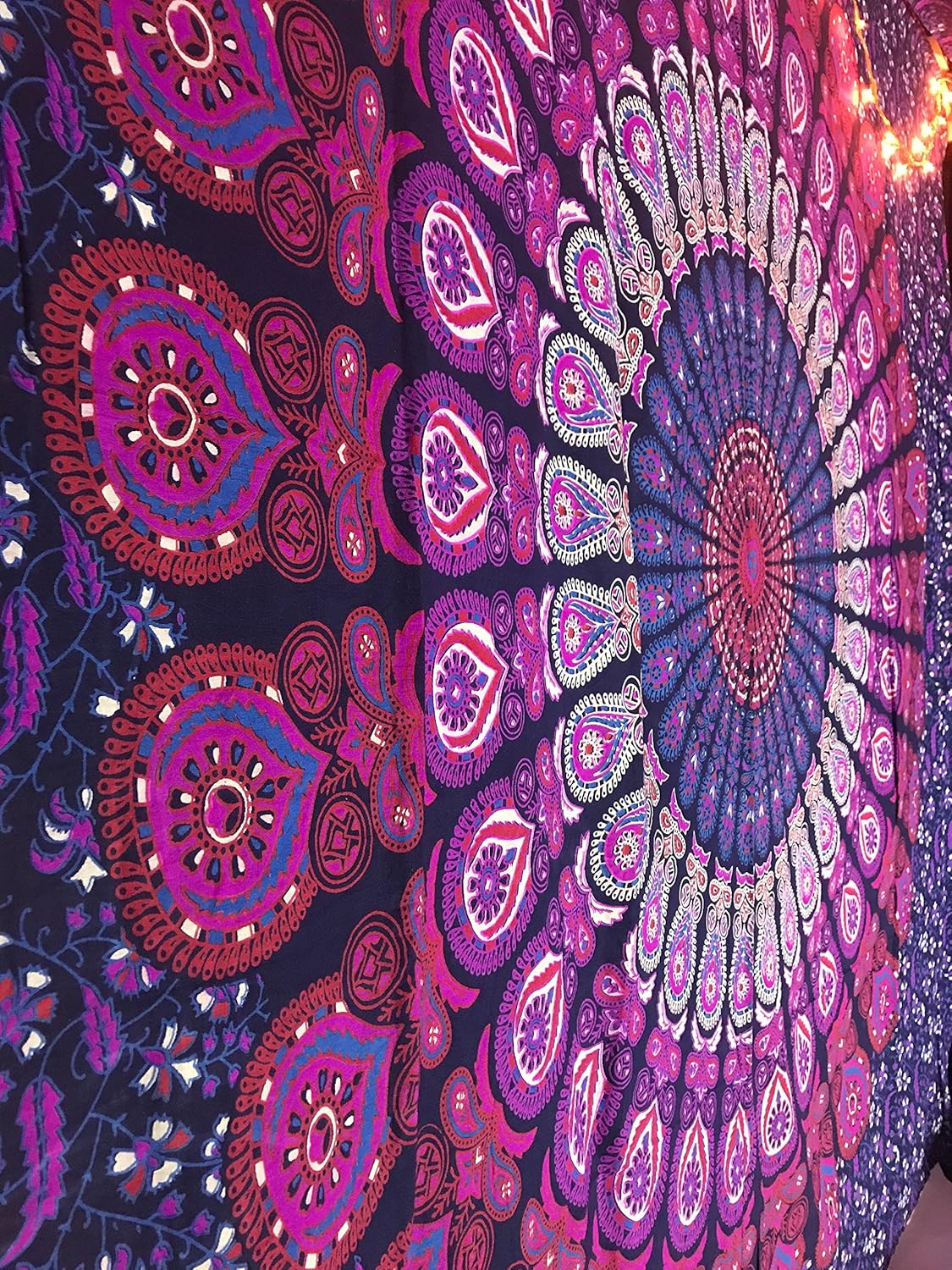 raajsee Indian Cotton Purple Tapestry Mandala Wall Hangings, Boho Throw Bohemian Bedding Queen Bedspread 140X210 CMS - Image 3