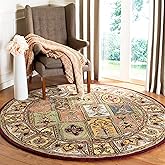 SAFAVIEH Classic Collection Area Rug - 3'6" Round, Assorted, Handmade Traditional Oriental Wool, Ideal for High Traffic Areas