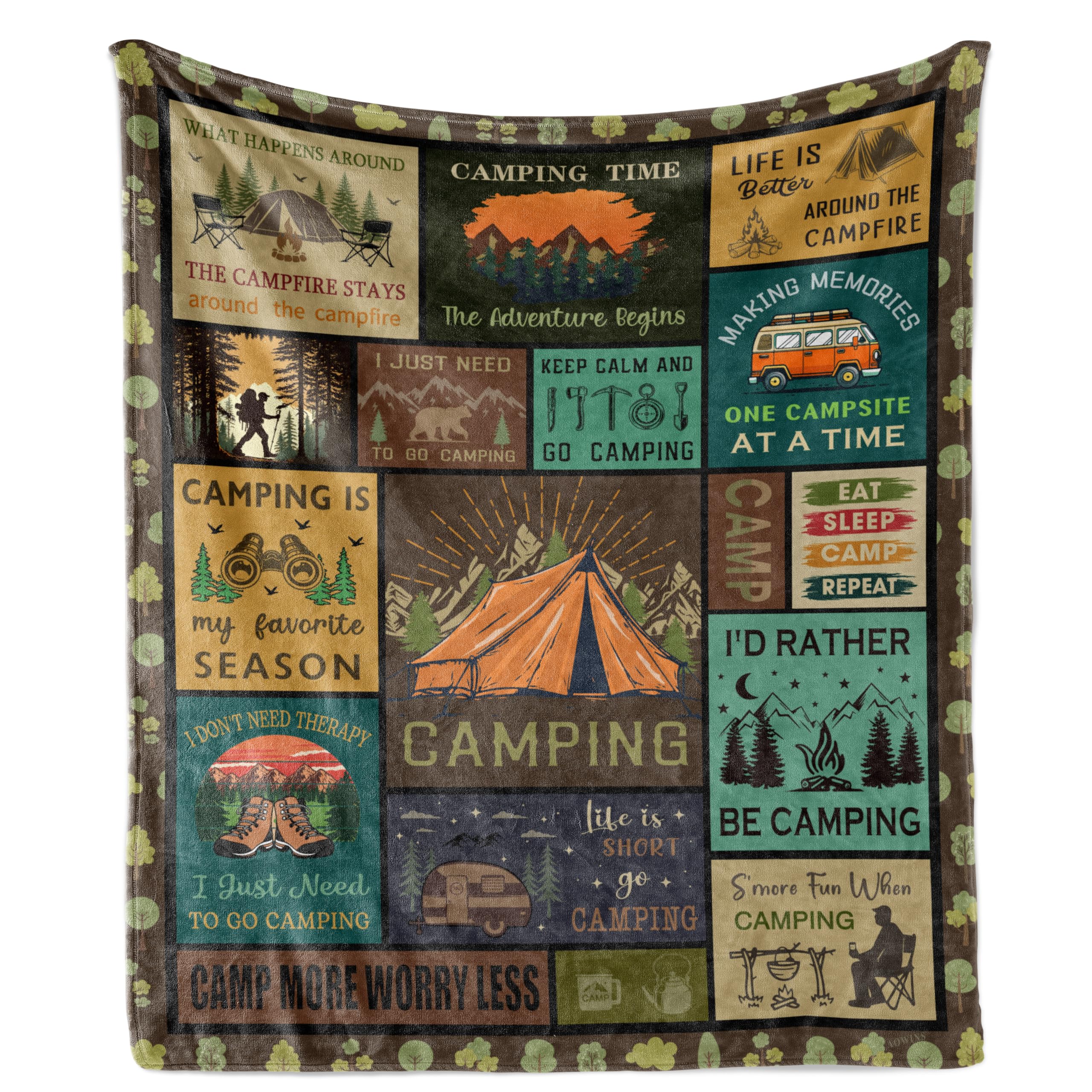 Camping Gifts for Women/Men, Camping Blanket for Adults, camper van gifts, Camping Lovers Gift Ideas, Campervan Accessories, Camper Gifts, Camping Blanket 150X130CM
