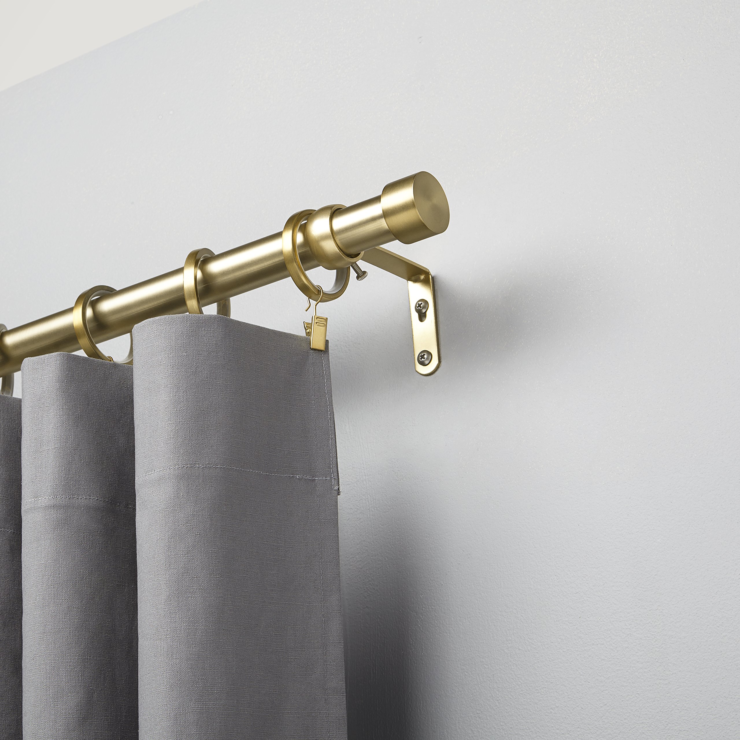 Umbra Cappa, ¾'' Adjustable Curtain Rod for Windows - 66 to 120'' Drapery Rod, Brass