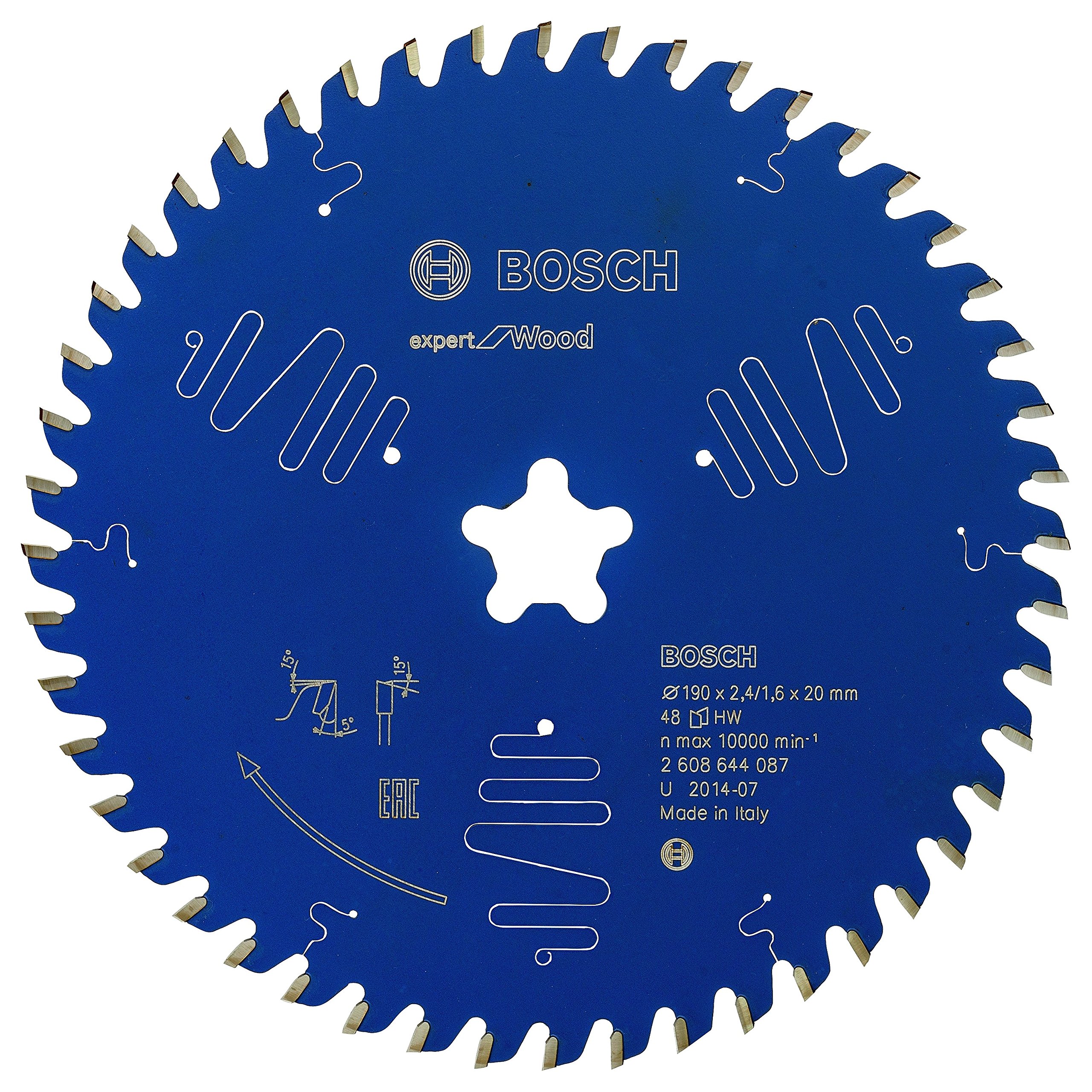Bosch 2608644087 EXWOT 48 Tooth Top Precision Circular Saw Blade, 0 V, Blue