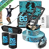EG Exposed Gear Slackline Kit with Tree Protectors, High Grade Ratchet + Cover, Set Up Instruction Booklet and Carry Bag | Cl