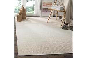 SAFAVIEH Montauk Collection Area Rug - 8' x 10', Beige & Ivory, Handmade Cotton, Ideal for High Traffic Areas in Living Room,