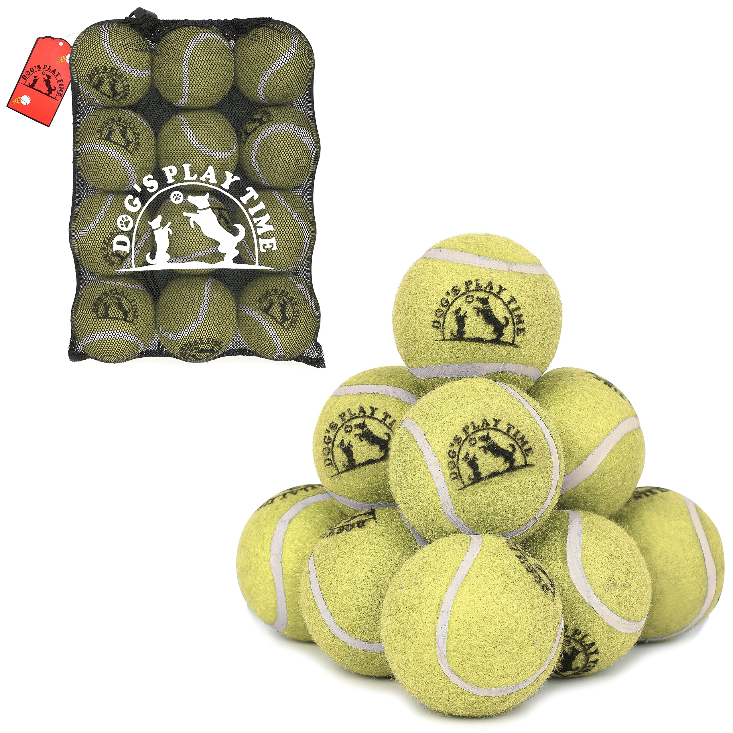 SPIN FIRST Durable Dog Tennis Balls – Tough Non-Toxic Fetch Balls for Dogs, Soft on Teeth, High Visibility Bouncy Pet Toy for Training & Outdoor Play