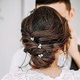 SWEETV Bridal Hair Pins Pearl Headpiece for Brides, Bridesmaids, and Flower Girls - 3Pcs Wedding Hair Clips and Pieces