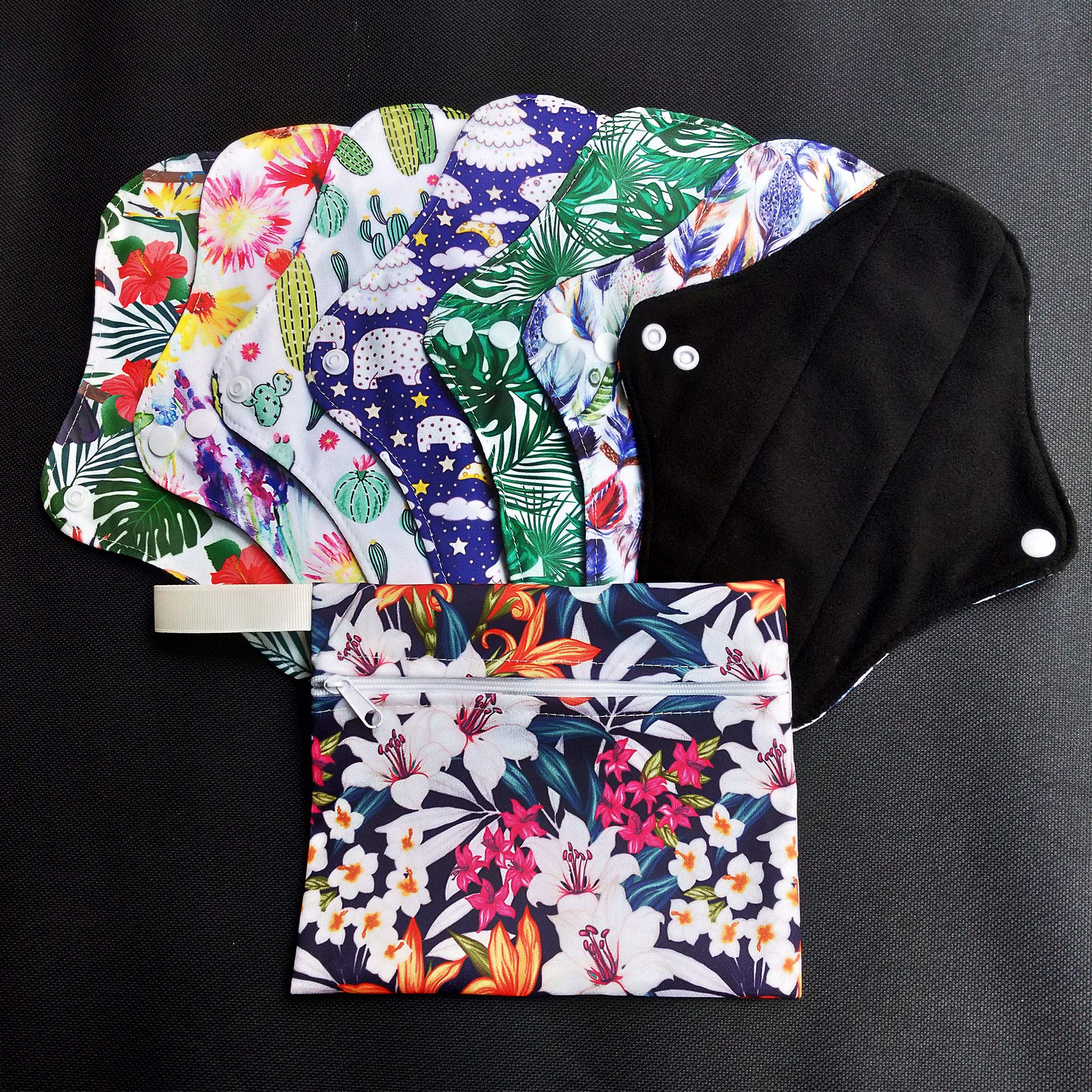 7pc Cloth Pads Set Including 6PC Menstrual Cloth Pads Sanitary Pads Mama Pads + 1PC Mini Wet Bag