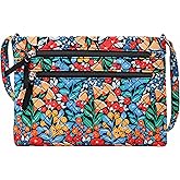 Brentano Cotton quilted Multi-zipper crossbody purse