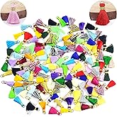 Aokbean 100 pcs Tassel Multi-Colors Mini Tiny Handmade Craft Tassels Charms with Golden Jump Ring for Earring Jewelry Necklace Making Accessories Other Arts DIY Supplies (Mixed)