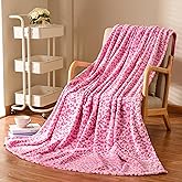 Excervent 3D Leopard Flannel Fleece Throw Blanket, 280 GSM Lightweight Cheetah Blanket for Couch Sofa Bed, Super Soft Cozy Warm Blankets, 50x60 inches, Pink