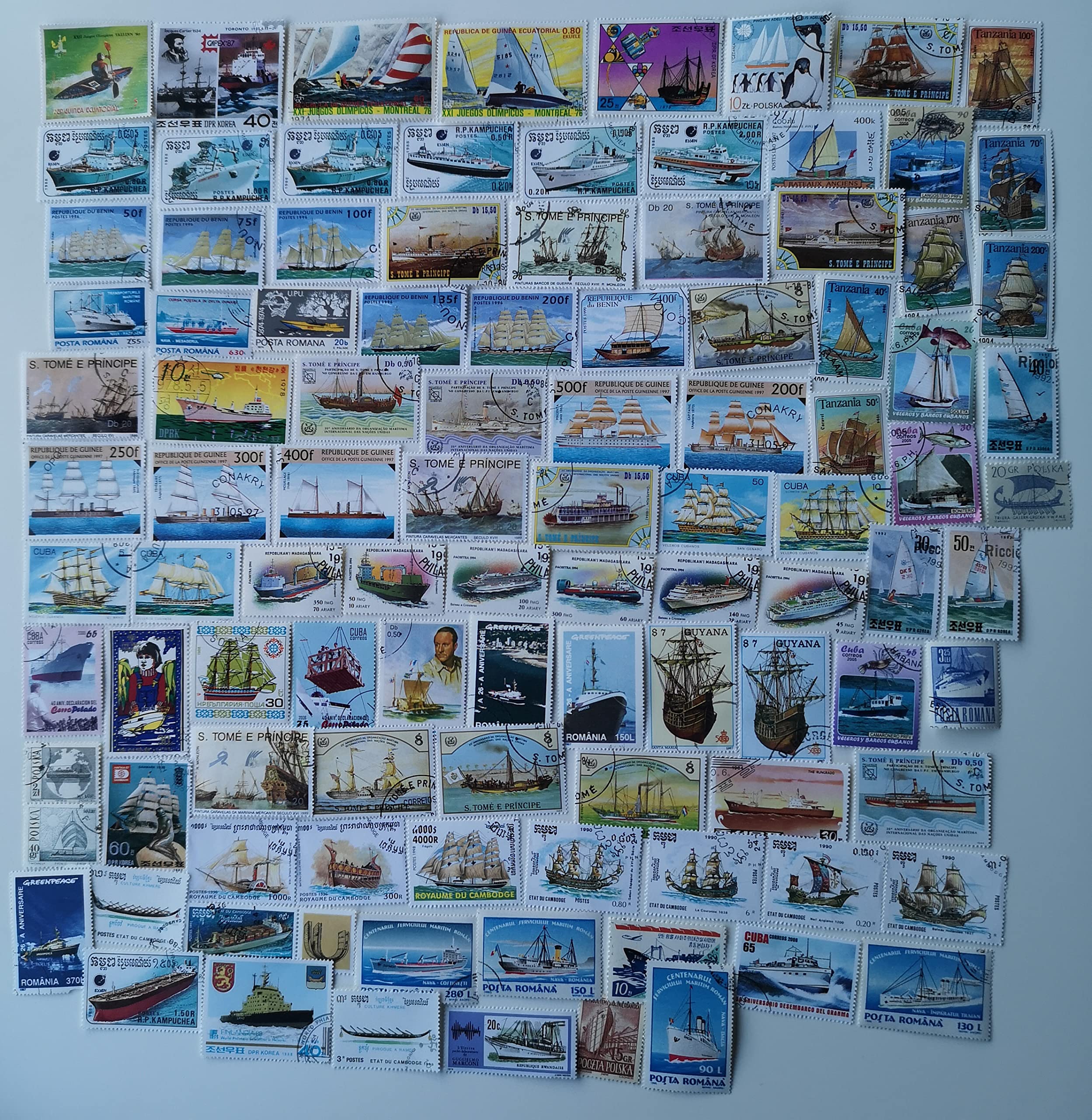 100 Different Ships & Boats Stamps Collection (Stamps for Collector)
