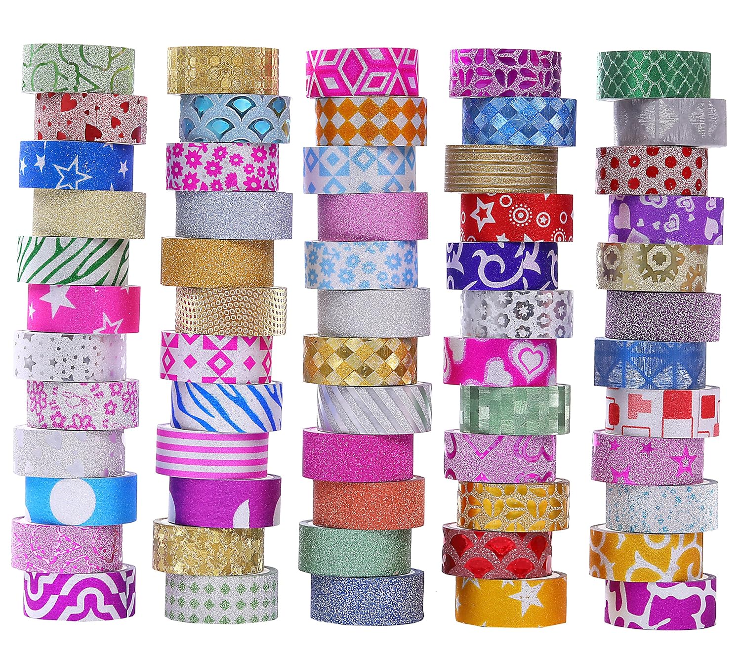 60 Rolls Glitter Washi Tape Set Washi Masking Decorative Tapes For Diy Decor Planners Scrapbooking Adhesive School Party Supplies Amazon In Industrial Scientific