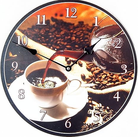 Amazon.de: Wanduhr Kaffee moderne Küchenuhr mit 30 cm Durchmesser ohne