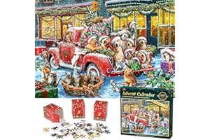 POWZA Advent Calendar Puzzle - Christmas Dogs and Cats 1008 Pieces Puzzles for Adults and Kids 24 Days Christmas Countdown Calendar, Advent Calendar 2025 Christmas Decorations Gifts for Boys Girls