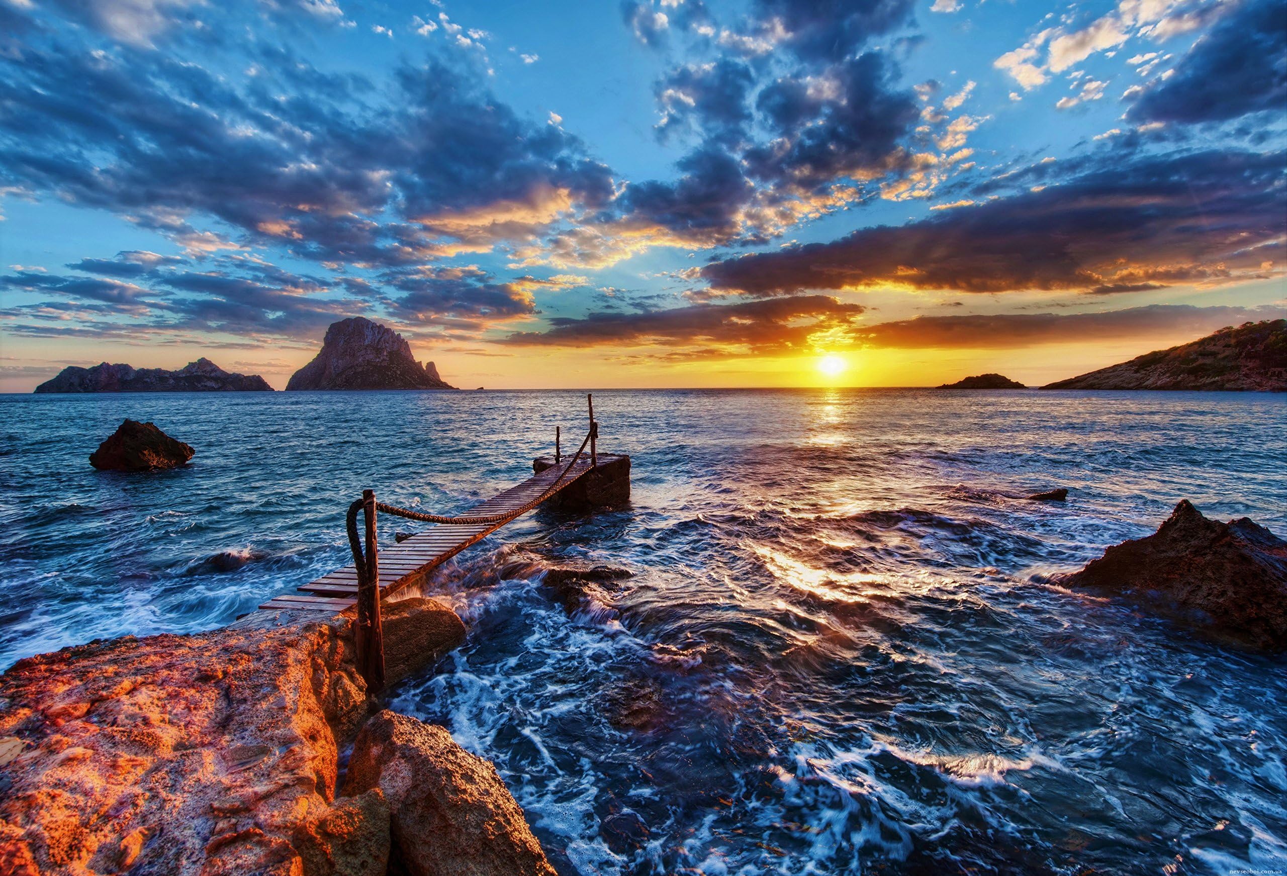 Adult Jigsaw Puzzle Dock Beach Ocean Waves Sunset 500-Pieces