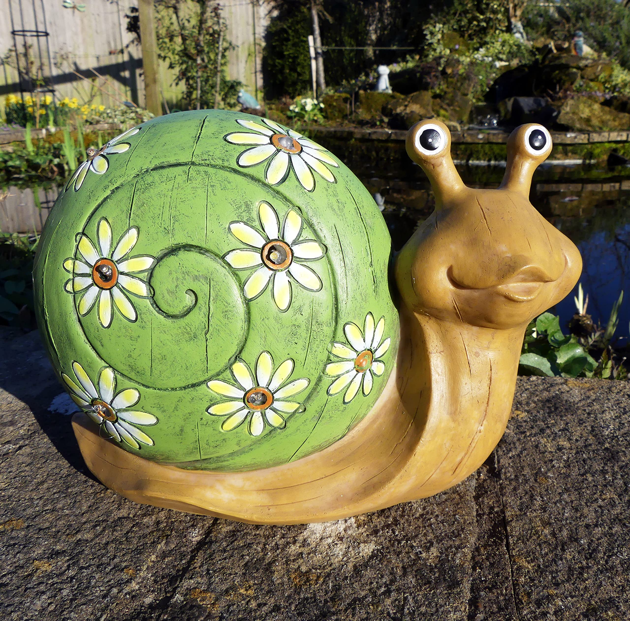 30 cm Light up Garden Simon The Snail with Solar powered lights Garden Ornament …