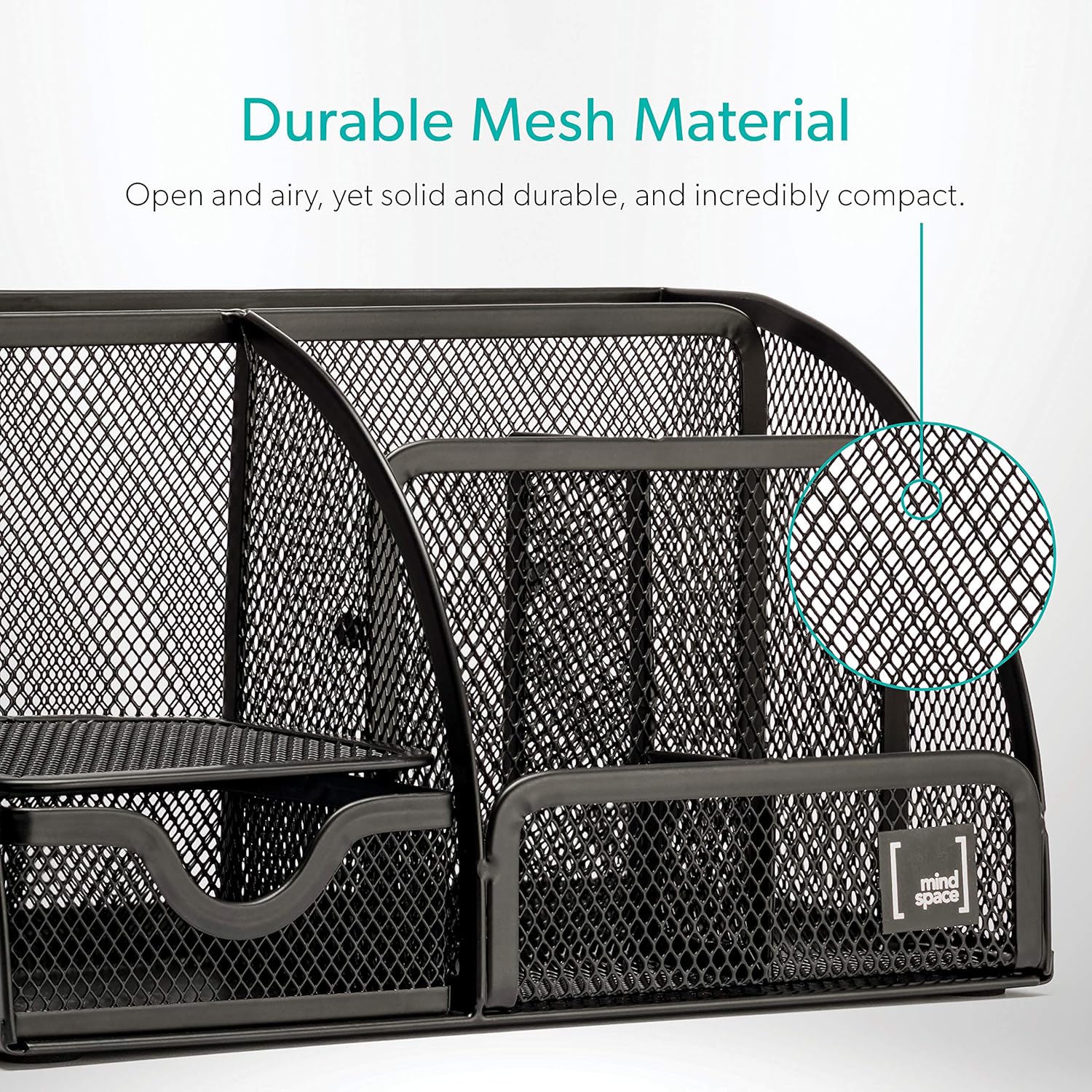 Mindspace Office Desk Organizer with 6 Compartments + Drawer | The Mesh Collection, Black: Home Improvement