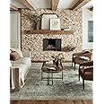 Loloi Magnolia Home by Joanna Gaines Banks Collection BAN-01 Ocean/Spice 2'-0" x 5'-0" .13" Pile Height, Machine Washable, Ac