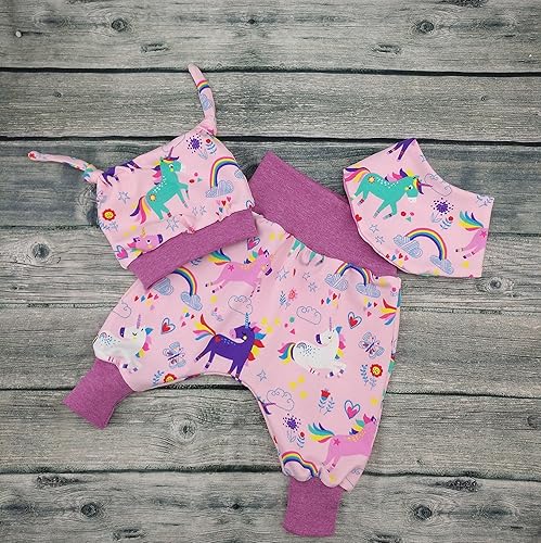 Erstlingsset Babyset Einhorn Baby Set Handmade 50/56 rosa Mädchen