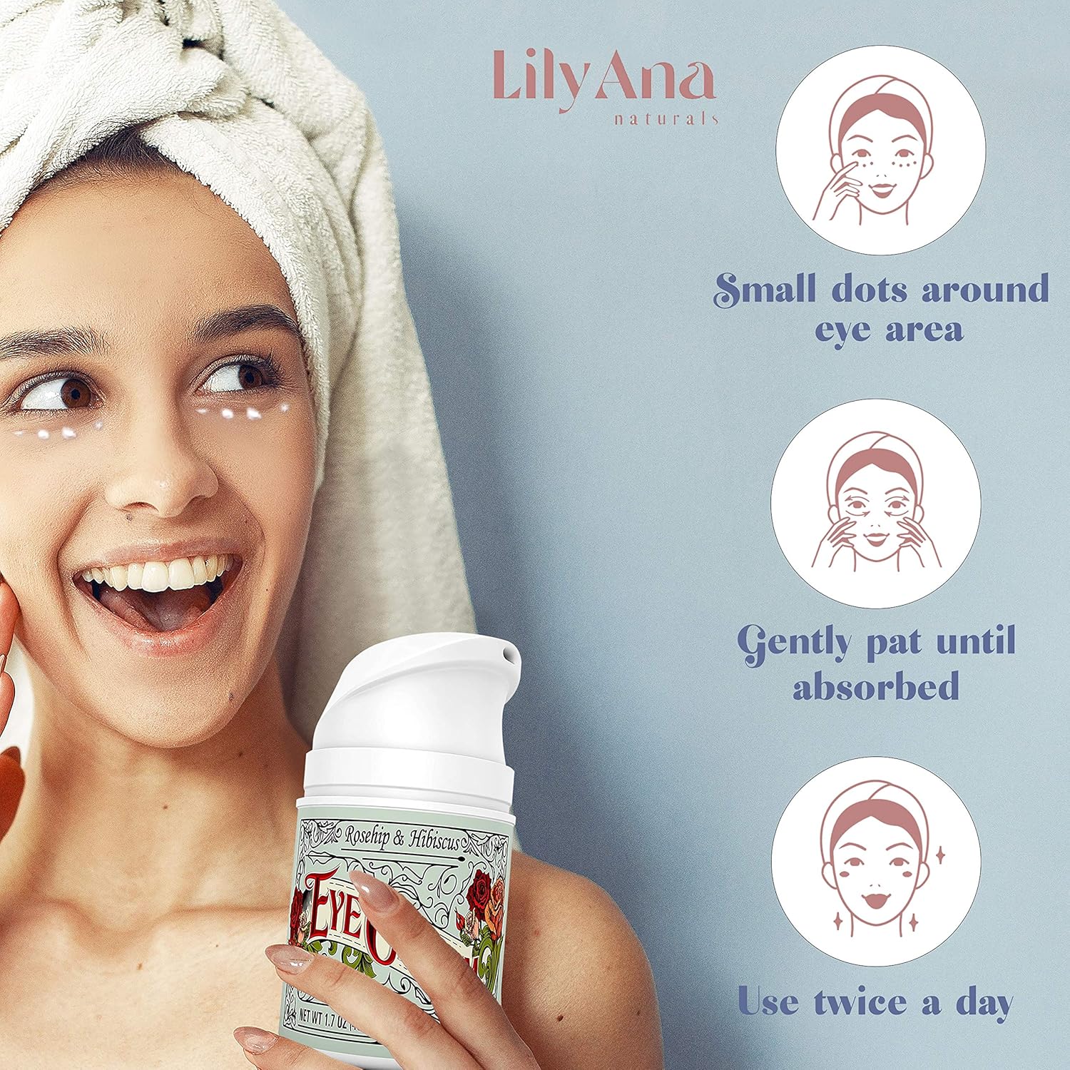 Eye Cream - Eye Cream for Dark Circles and Puffiness, Under Eye Cream, Anti Aging Eye Cream Reduce Fine Lines and Wrinkles, Rosehip and Hibiscus Botanicals - 1.7oz: Beauty