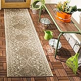 SAFAVIEH Washable Rug Outdoor Beach House Collection - 2'2" x 8' Runner, Cream & Beige, Non-Shedding & Easy to Clean, Ideal f
