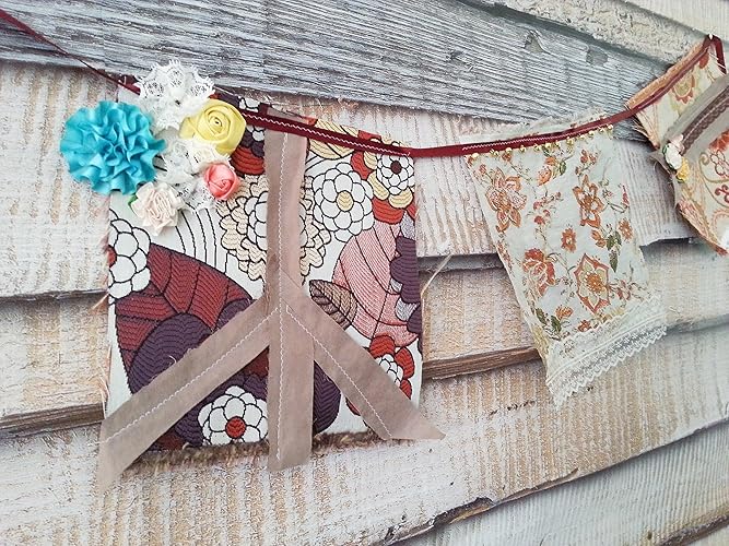 Amazon Com Boho Hippie Flag Banner Bunting Wall Hanging Handmade