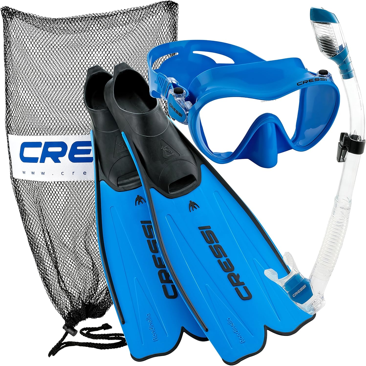 Snorkel Set with Carry Bag Palau Snorkeling Fin Dry Snorkel Cressi