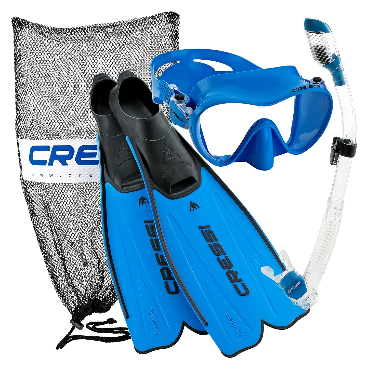 Bag Snorkel Cressi With B00xb2g5ia Foot 10 11 Size Size Fin Full 45 46 Aqua Set Rondinella Mask フィン 激安価格の