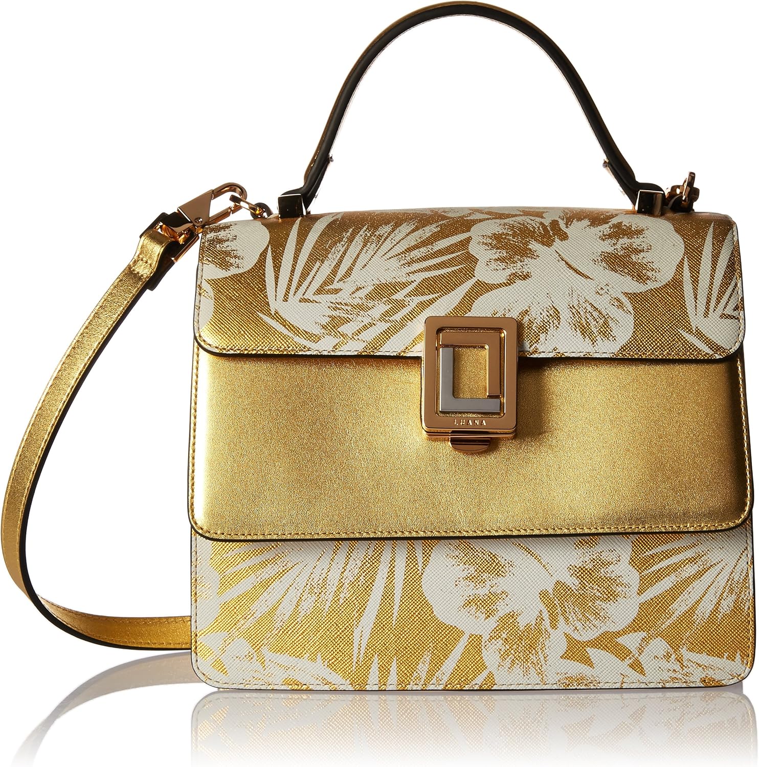 LUANA ITALY Women's Maria Satchel Motif Mini Leather Handbag, Gold Palm Amazon.co.uk Shoes & Bags