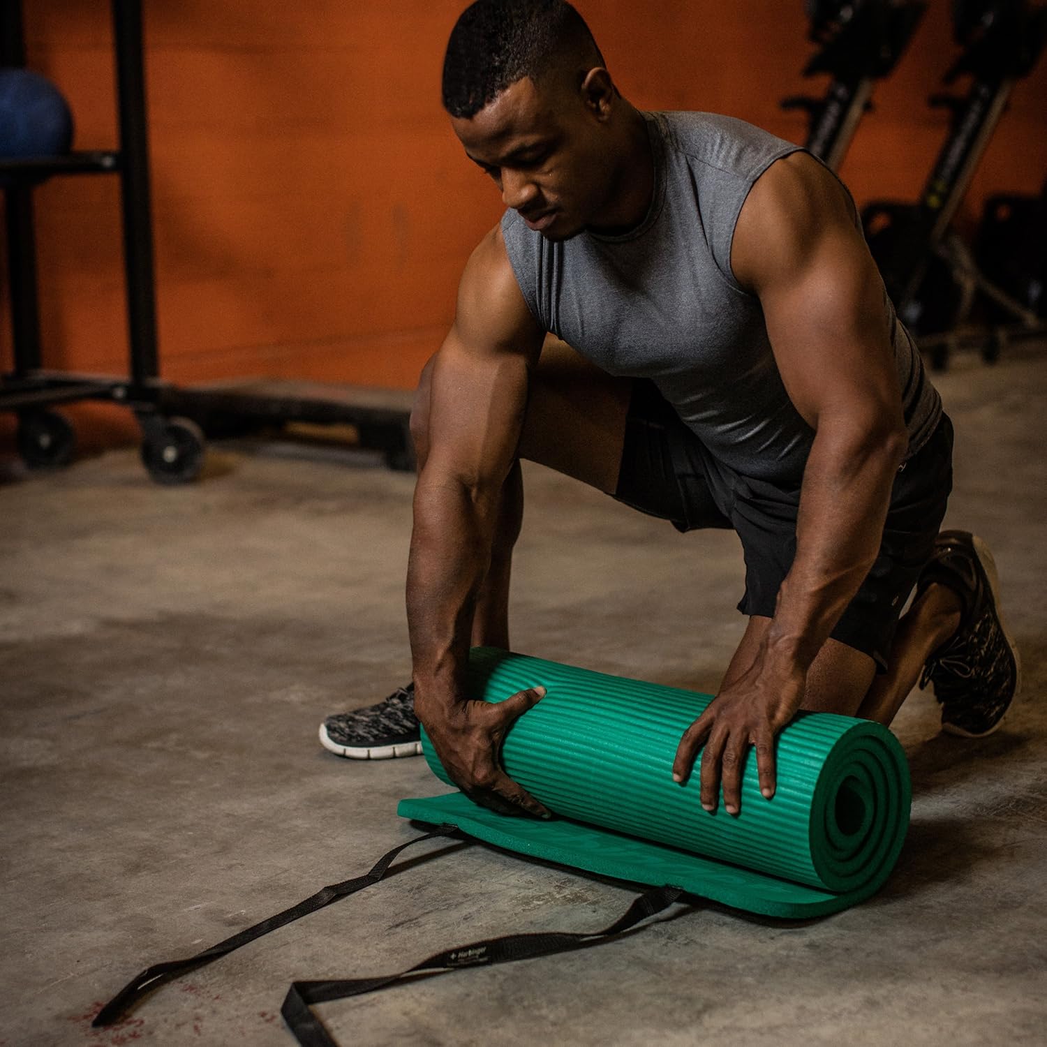 Harbinger Ribbed Durafoam Exercise Mat 5/8-Inch, Green : Sports & Outdoors