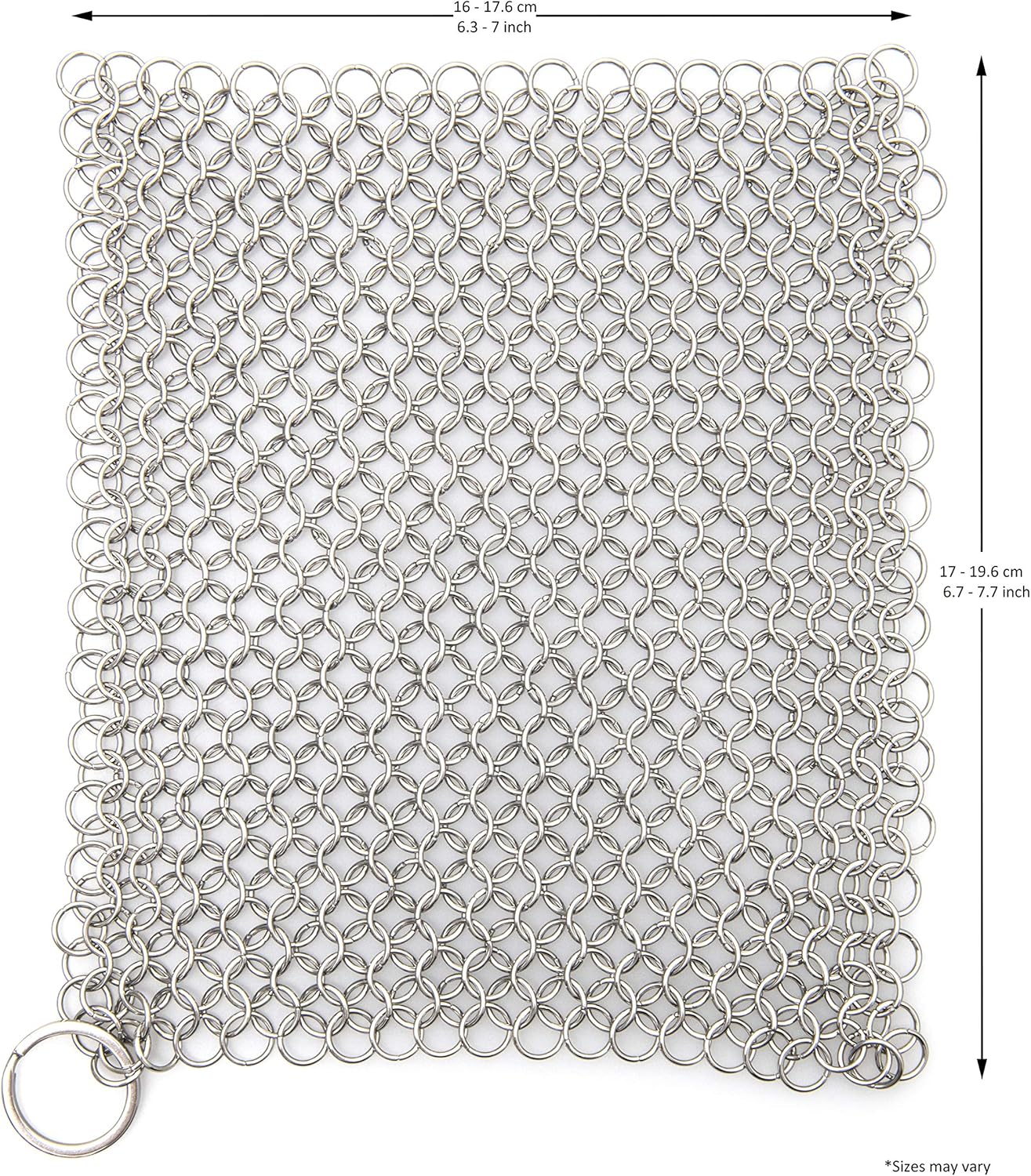SILVERIO Cast Iron Skillet Cleaner - Heavy Duty Stainless Steel 7” x 7” Chainmail Scrubber - Cleans Pre-Seasoned Pots, Pans, Dutch Ovens, Griddles - Complete with 2 Scouring Sponges: Health & Personal Care
