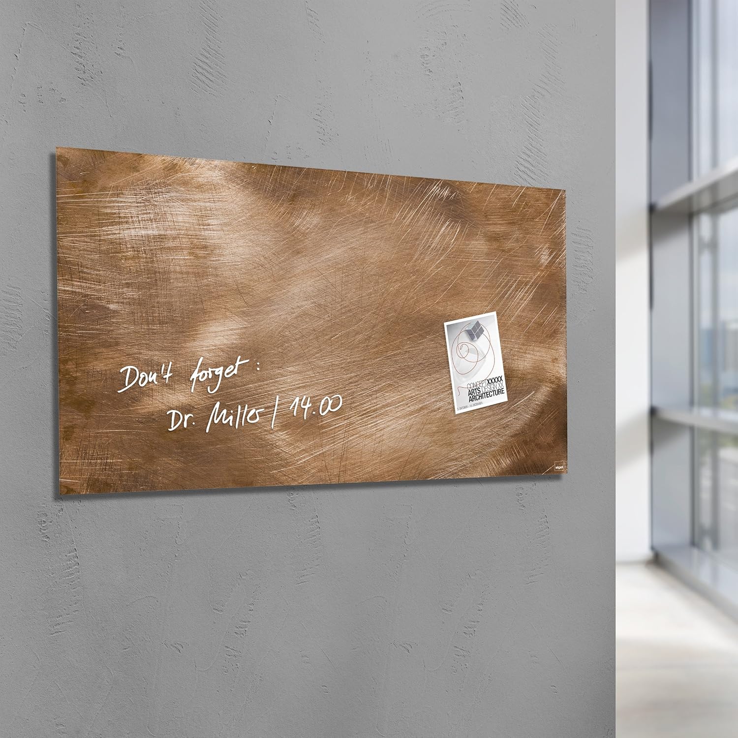 SIGEL GL267 Premium Glass magnetic Board, glossy surface, 91 x 46 cm, easy mounting, bronze - Artverum, used bronze, W91 x H46 cm - Image 4