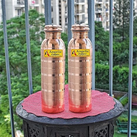 Angelic Copper Designer Bottles Set, 1 Litre, Set of 2, Brown