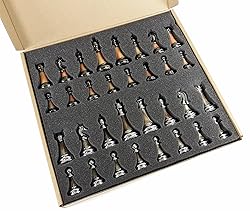Staunton Chrome & Black Chrome Chess Men Set W 18