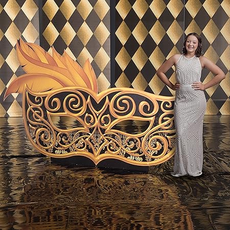 Amazon.com: Stumps 5 ft. 2 in. Black and Gold Masquerade Feather Mask