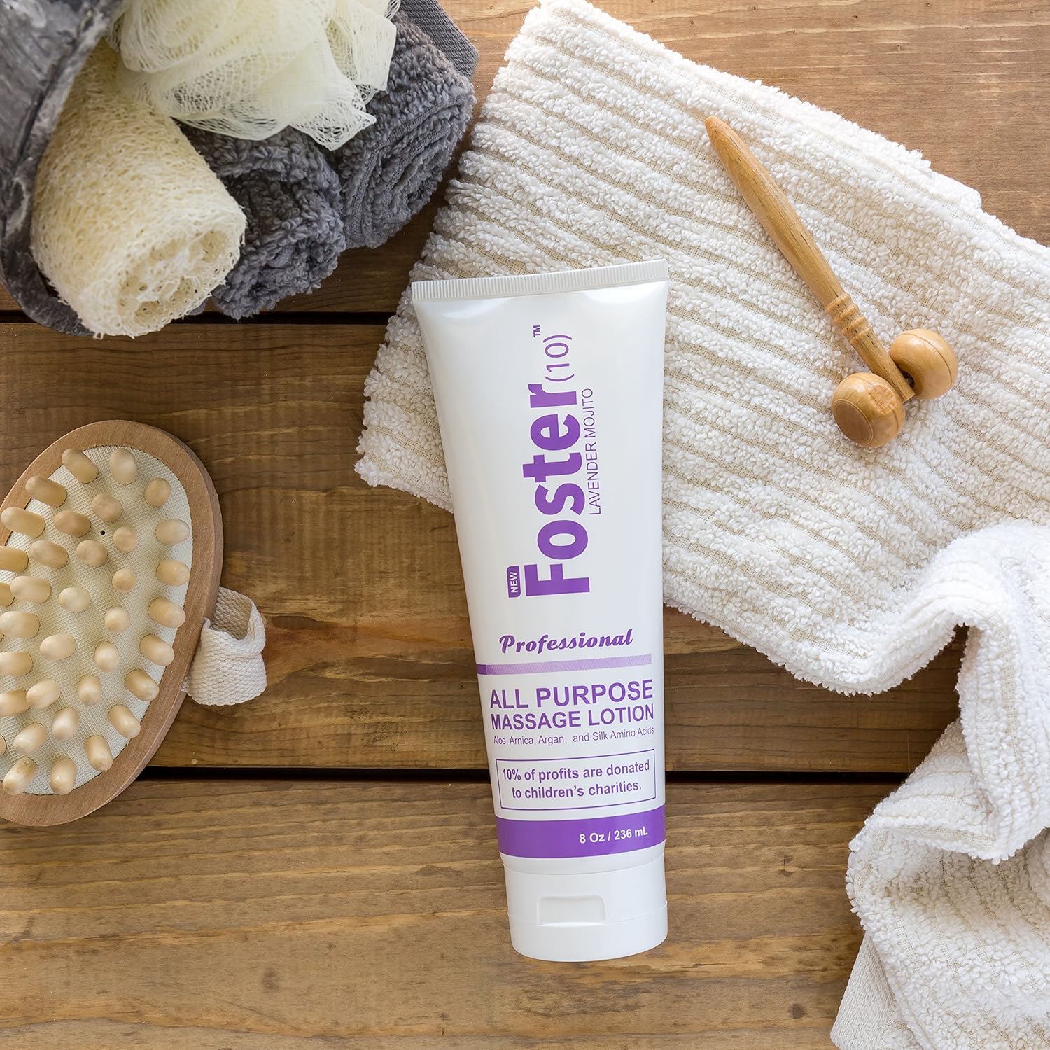 Foster(10) Lavender Mojito Massage Lotion - Made with Argan Oil, Arnica Extract, Silk Amino Acids, Not Tested on Animals, Paraben Free, Dye Free, All Scents From Essential Oils : Beauty