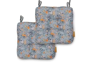 Classic Accessories for Vera Bradley Water-Resistant Patio Chair Cushions, 19 x 19 x 5 Inch, 2 Pack, Rain Forest Toile Gray/Gold