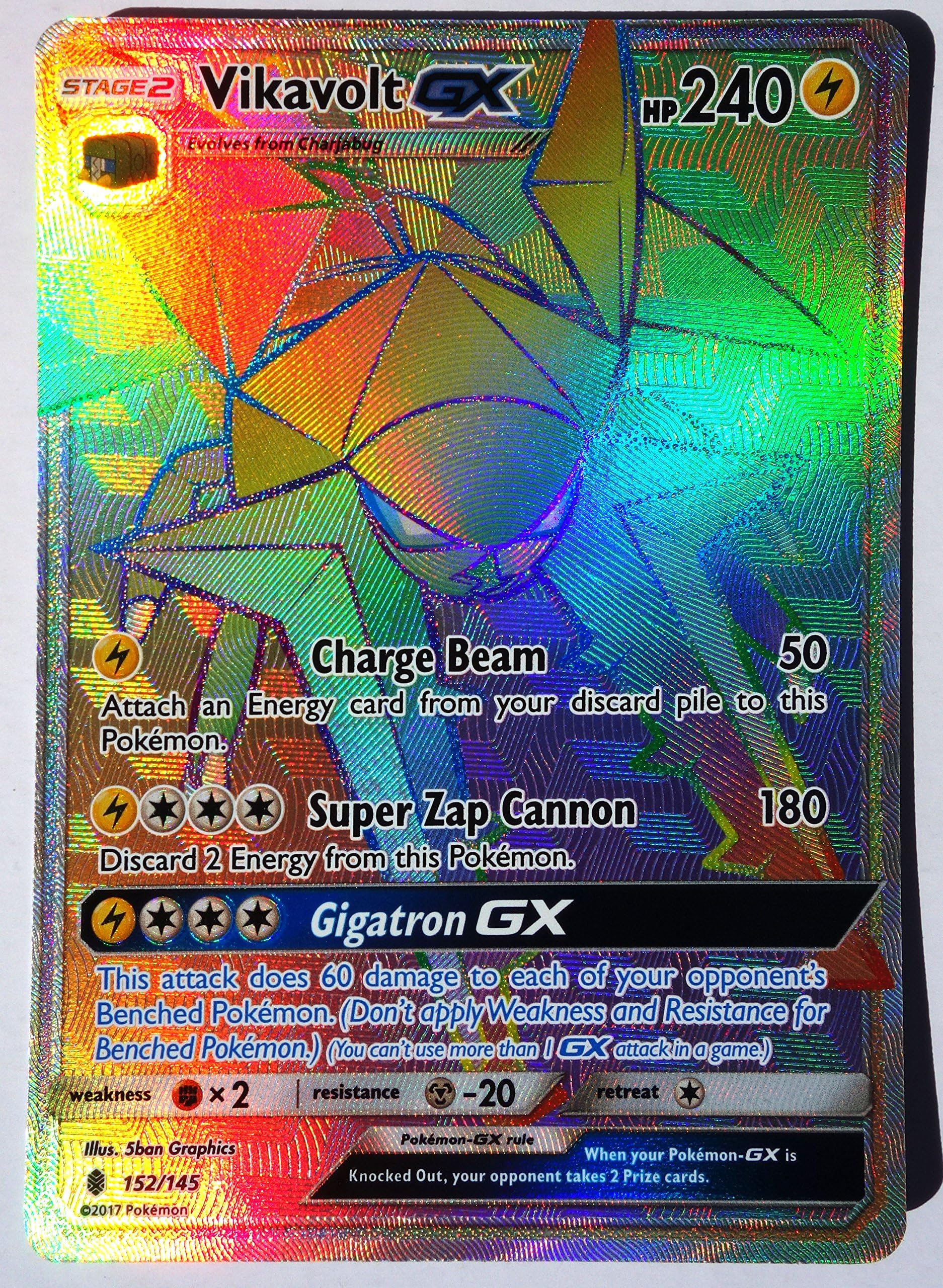 Pokemon, S&M Guardian Rising, Vikavolt GX 152/145, Secret rare, Mint, Full Art