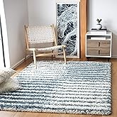 SAFAVIEH Hudson Shag Collection Area Rug - 5'3" x 7'6", Ivory & Slate Blue, Abstract Design, Non-Shedding & Easy Care, 2-inch