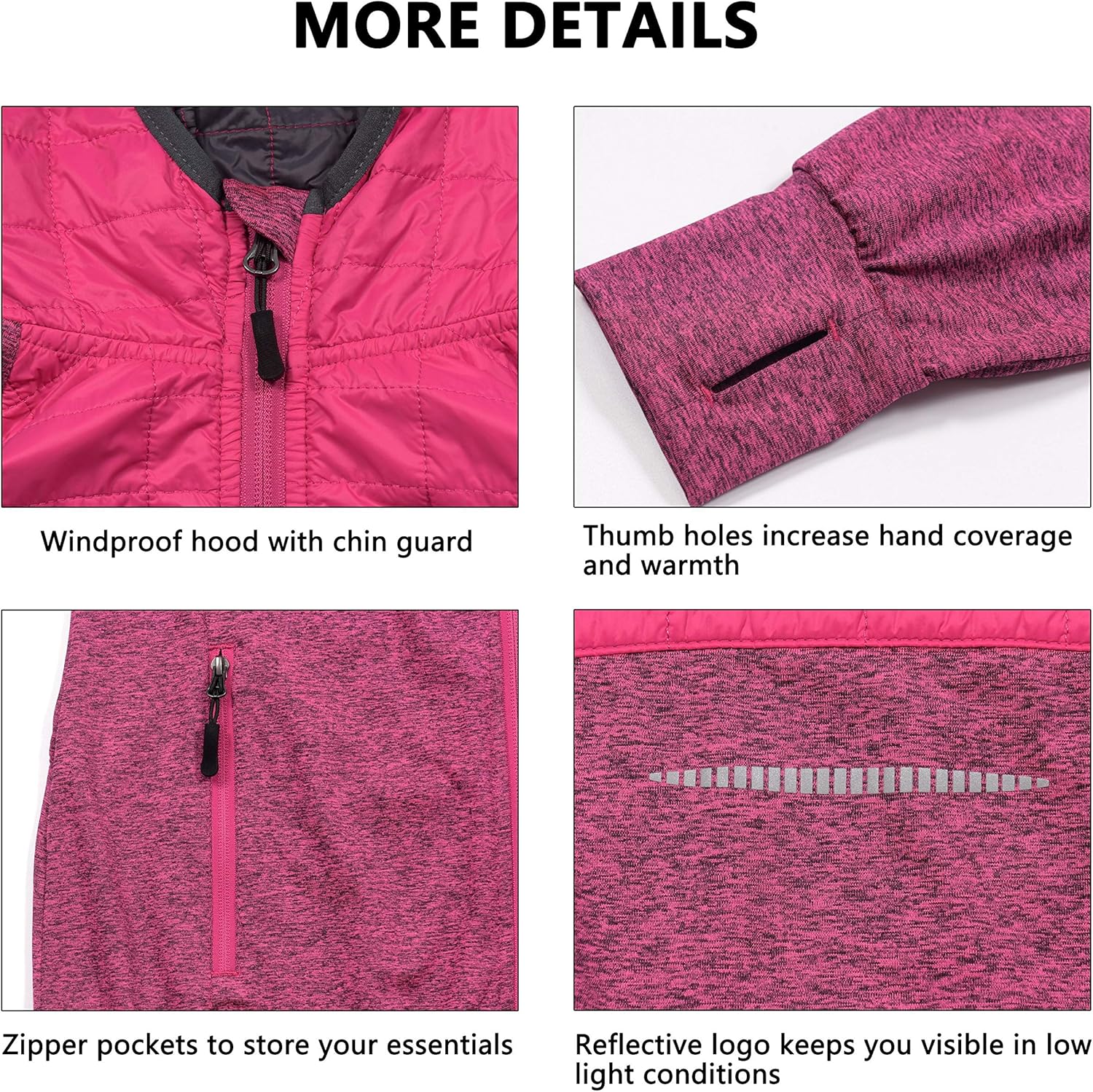 Little Donkey Andy Women's Lightweight Thermal Running Jacket Hooded Sports Track Jacket Quick Dry with Thumb Holes : Sports & Outdoors