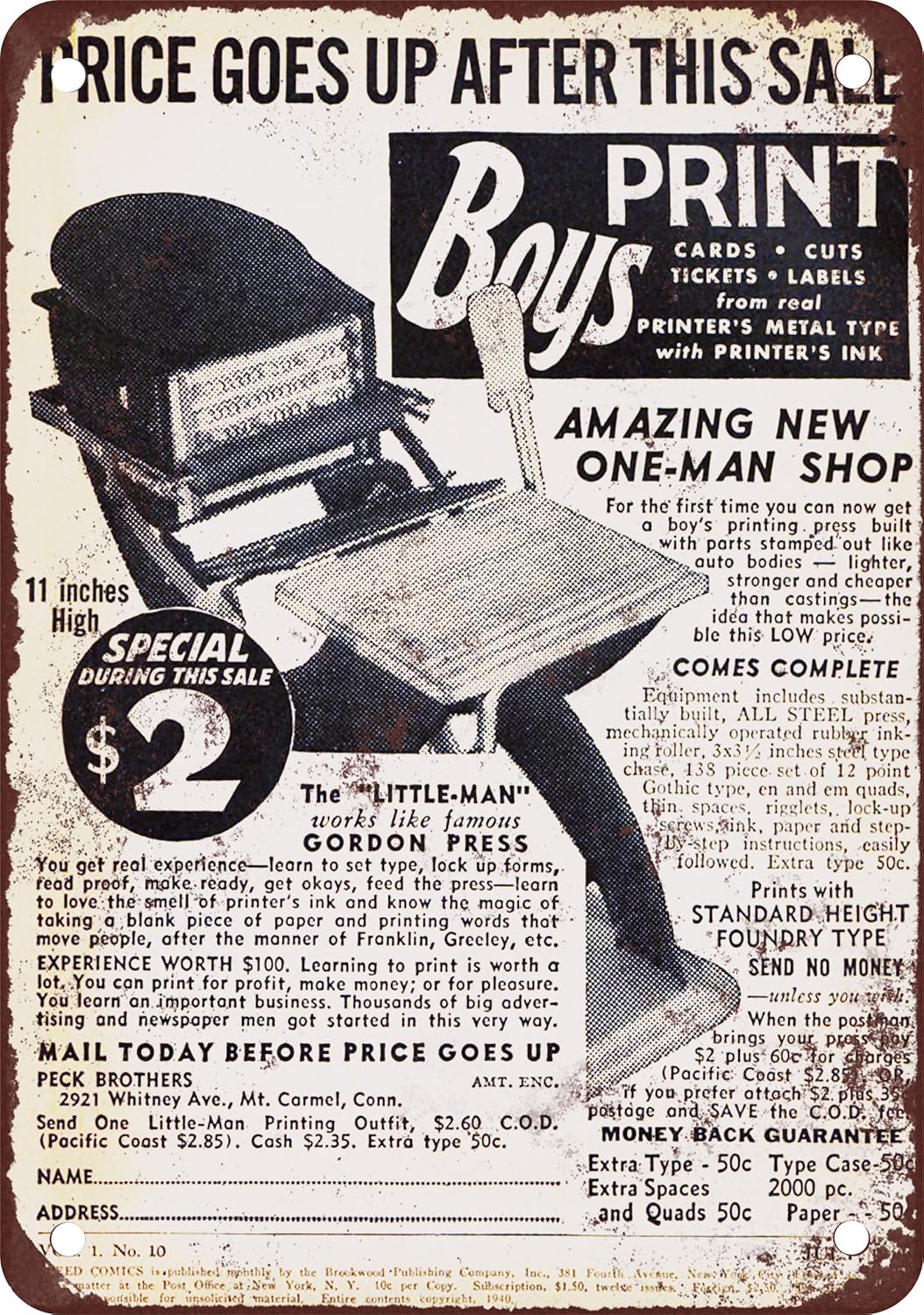 Toy Printing Press. Vintage ads, Relief printing, Prints