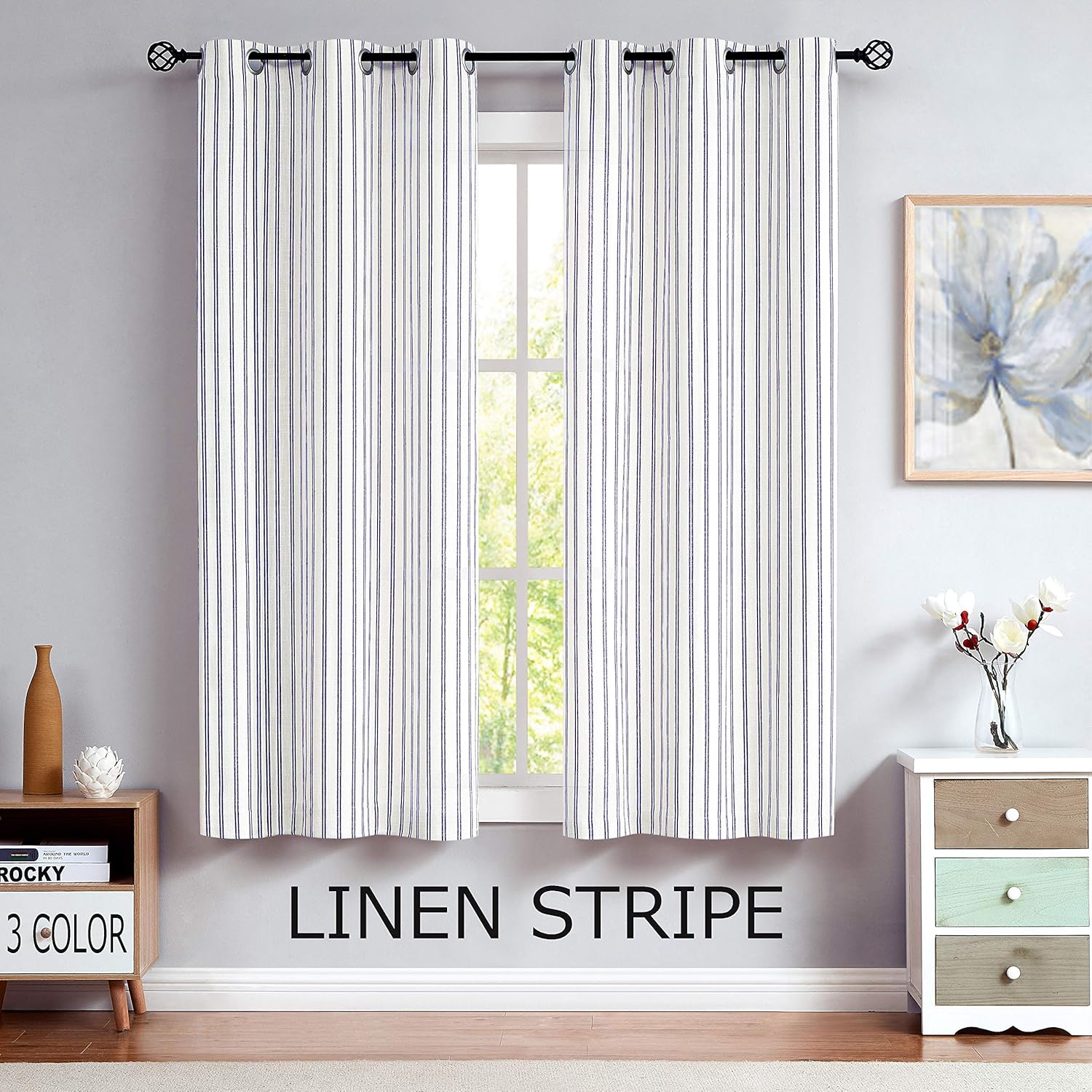 Randall Linen Semi Sheer Curtain Panels 84" Long for Living