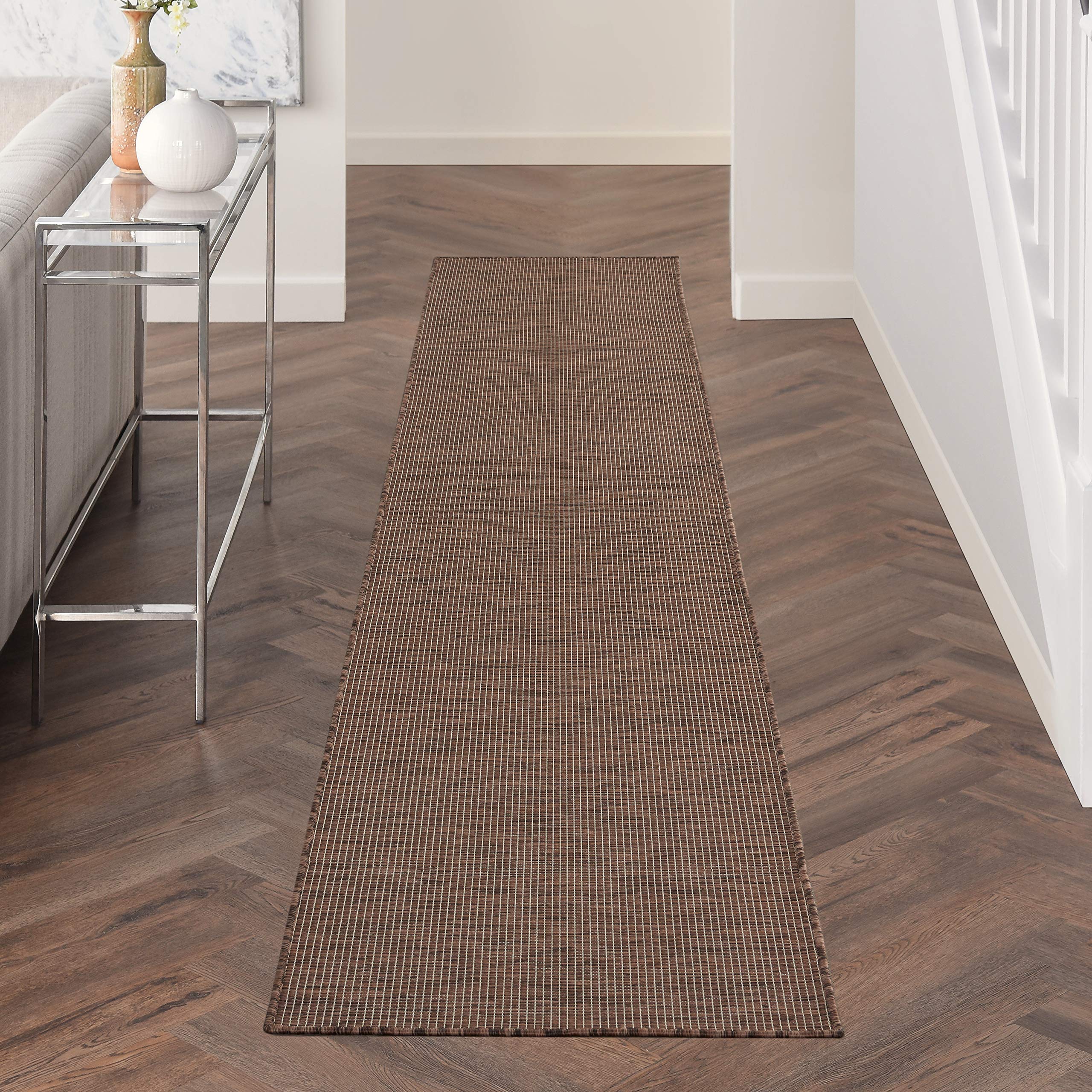 Nourison Positano Flat-Weave Indoor/Outdoor Natural 10' Runner Area Rug , 2'2" x 10'