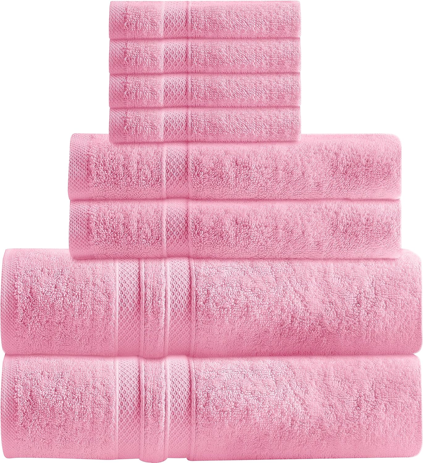 Green Lifestyle Luxurious 8 Piece 100% Pure Cotton 600 GSM Towel Set, Premium Quality Super Soft Highly Absorbent- 2 Bath Towels, 2 Hand Towels and 4 Washcloths (Pink): Kitchen & Dining