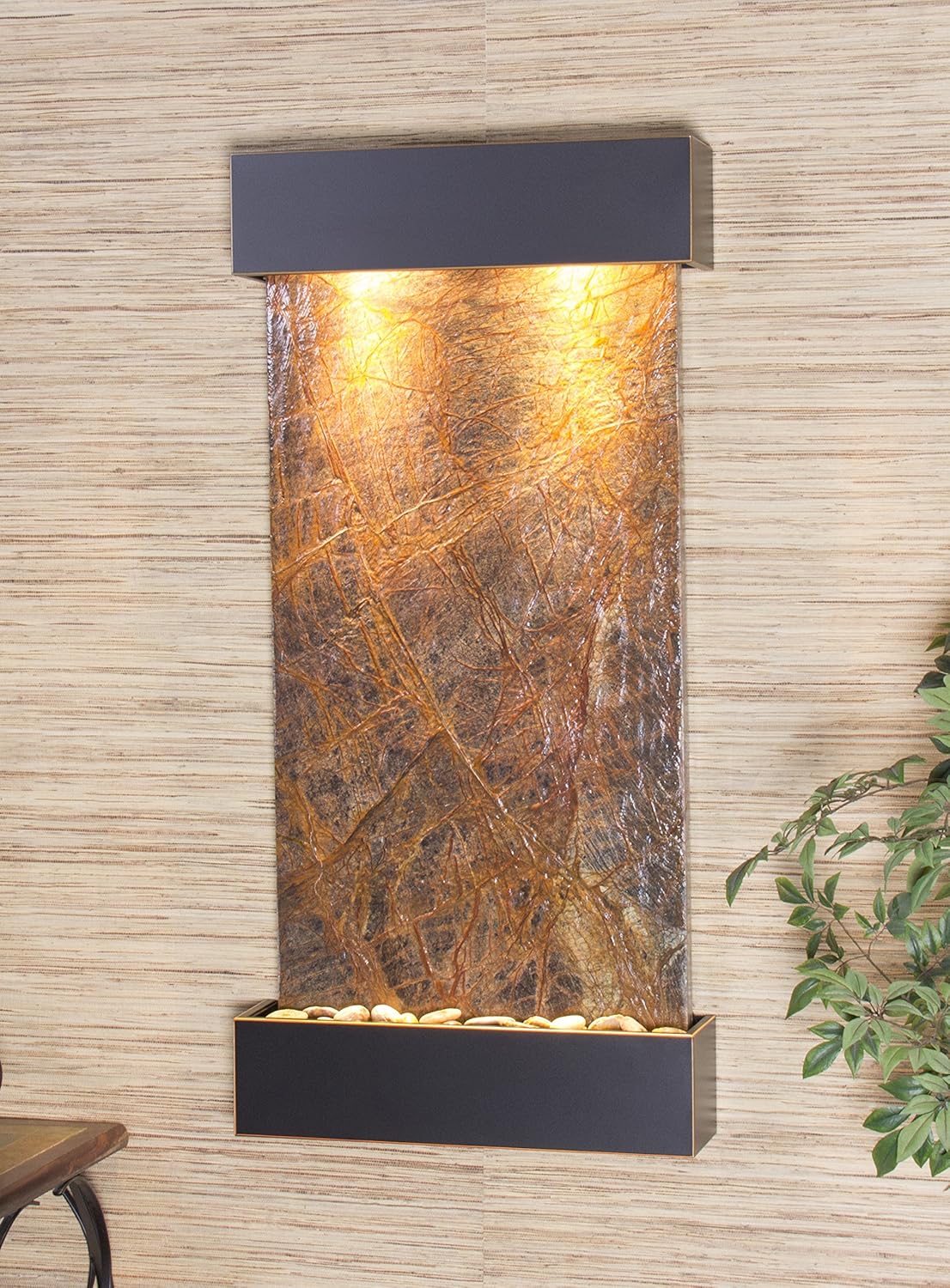 Whispering Creek Water Feature with Blackened Copper Trim and Square Edges (Natural Green Slate): Home & Kitchen